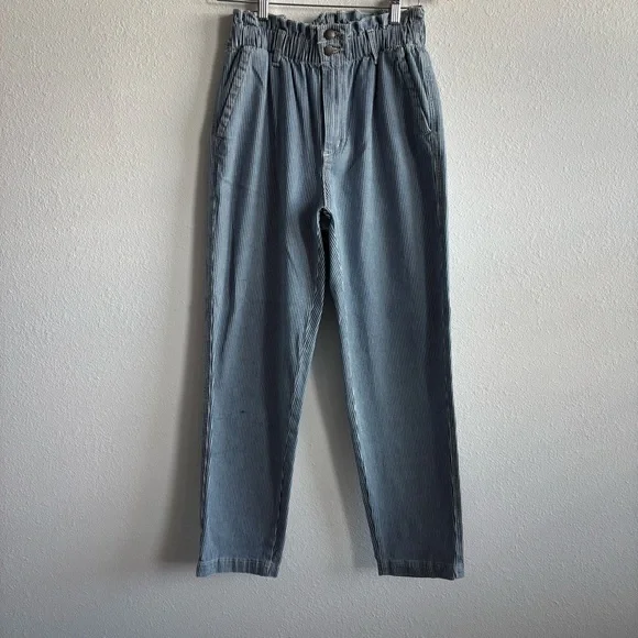 Universal Thread Light Blue Pinstripe High-Rise Railroad Tapered Striped Pants - Picture 2 of 12